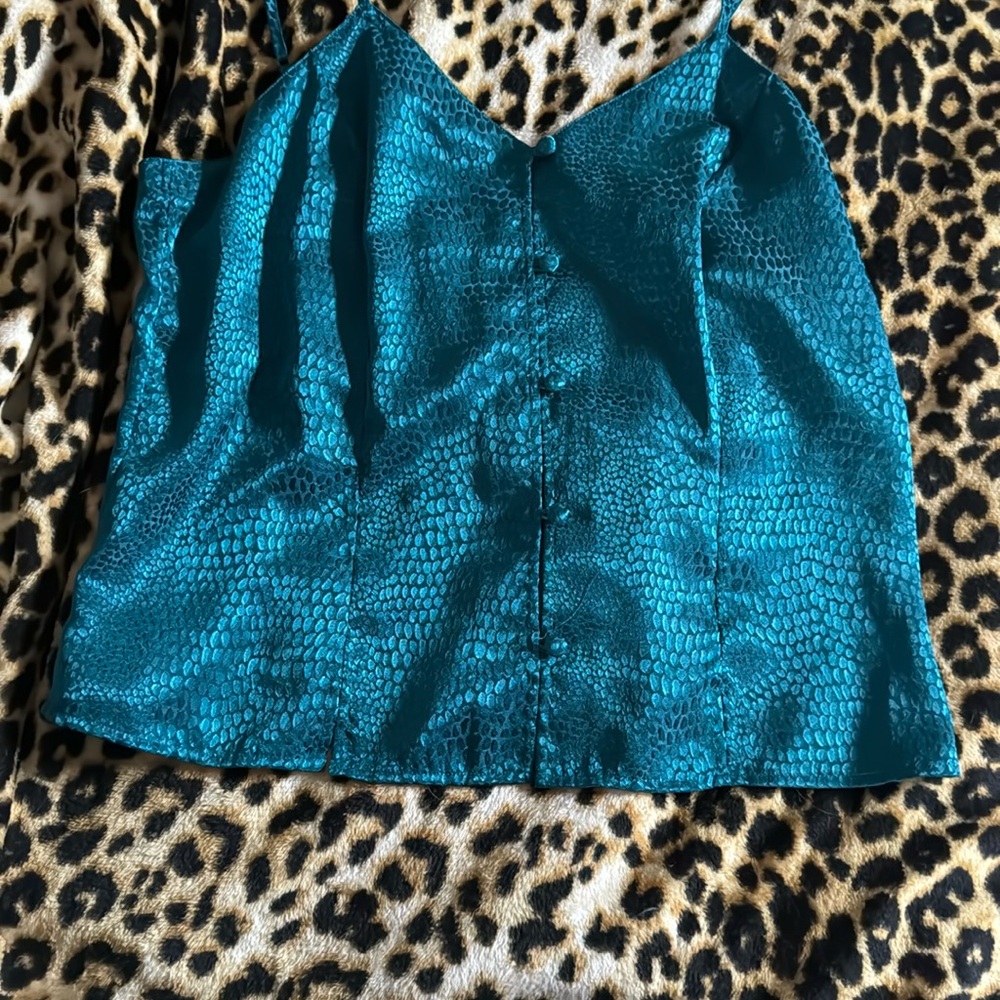 Vintage Teal Snake Print Camisole